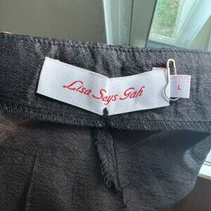 lisa says gah sheer black organza pants - large